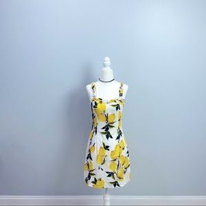 Lemon Print Ruched Strappy Bodycon Dress